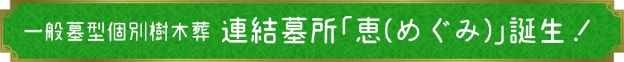 一般墓型個別樹木葬 連結墓所「恵（めぐみ）」誕生!